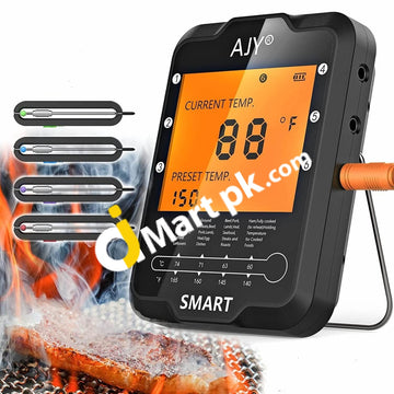 Meat Grill Thermometer Battery Operated Food With 4 Channels Color-Coded Probes & Permanently Free